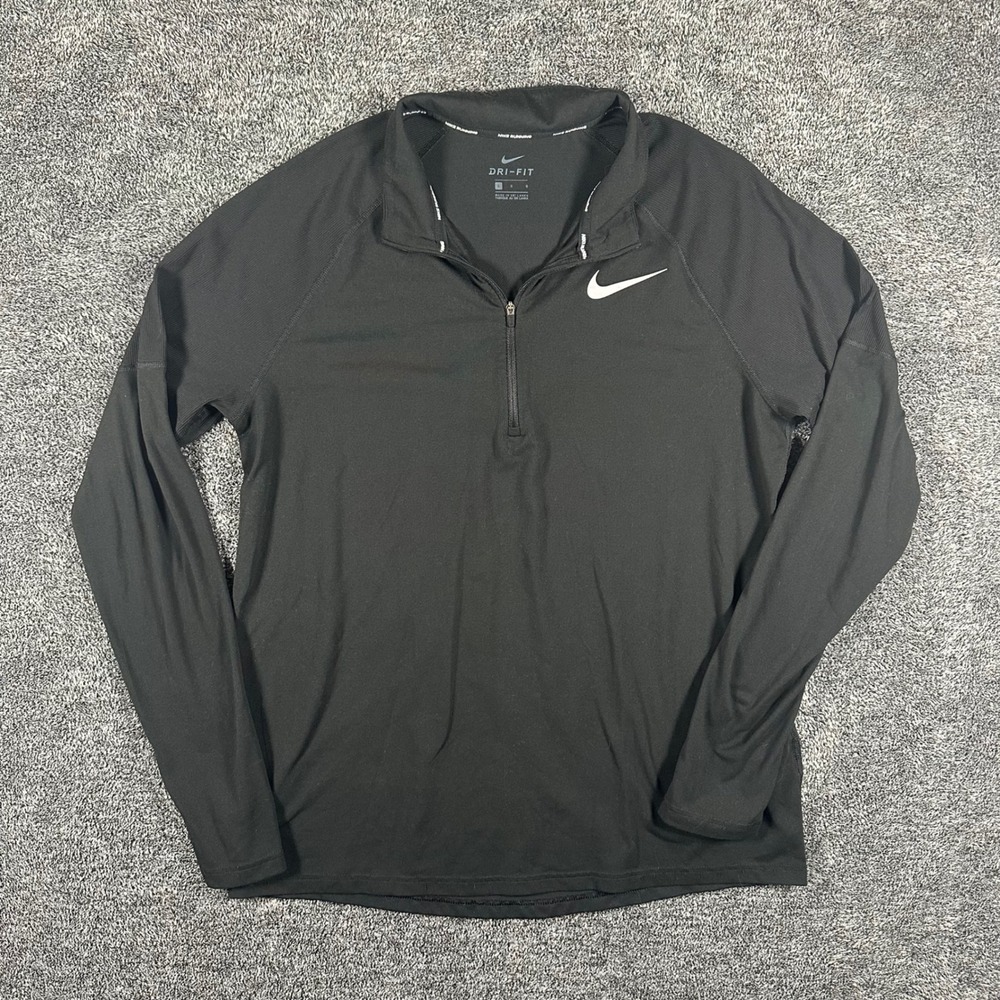 Nike Pullover Mens Large Black Quarter Zip Dri-FIT Running Top AH8973-010